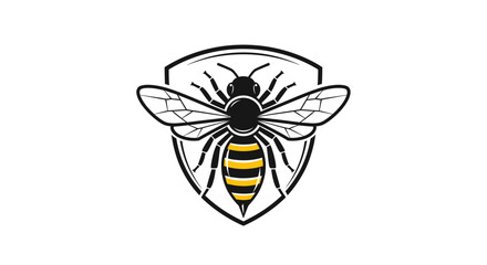 Bee emblem, shield logo, insect vector, heraldic symbol, nature icon © zulfa