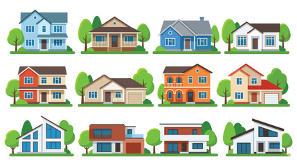 Fototapeta premium Collection of diverse residential house styles.