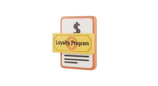 Digital loyalty program card with dollar sign 3d icon