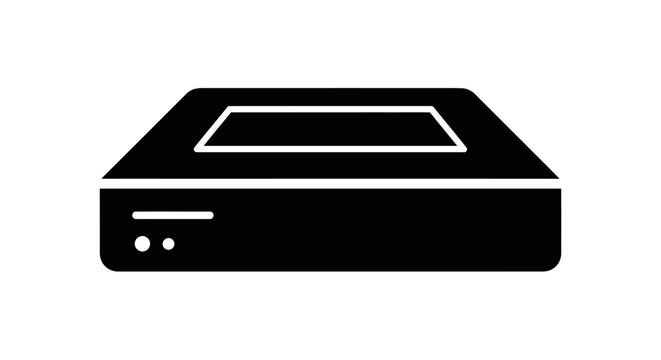 Black Set Top Box Icon on White Background