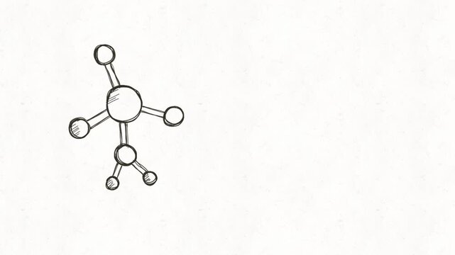 
Water Molecule H2O and Molecular Structure Hand Drawn Illustration