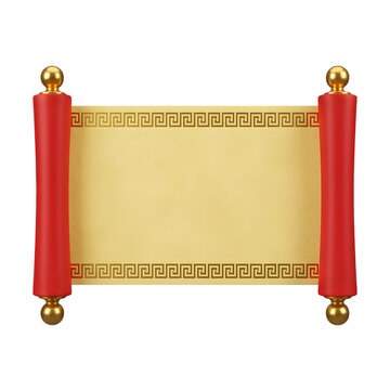Golden Scroll with Red Ends and Greek Key Border