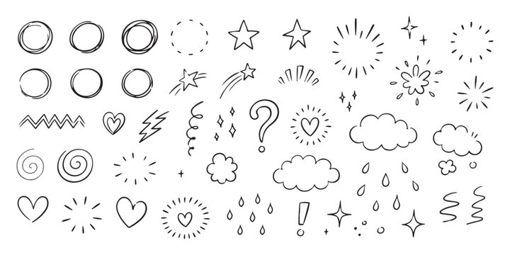 Comic burst doodles. Line twinkle icon with manga effect and chalk sunburst, surprise element. Vector Comic burst doodles. Line twinkle icon with manga effect and chalk sunburst, surprise element. 