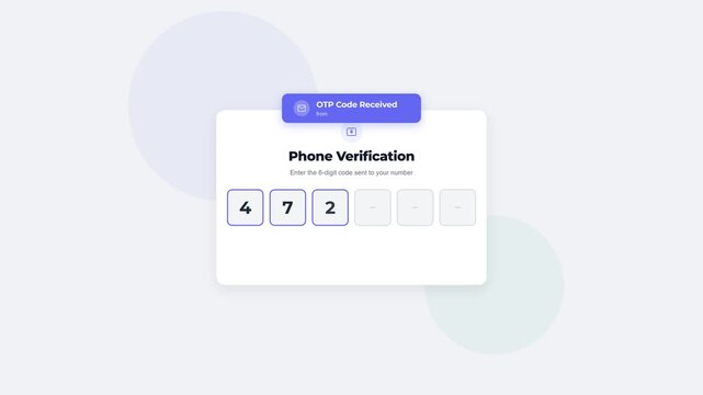 Phone verification OTP code input user interface design set