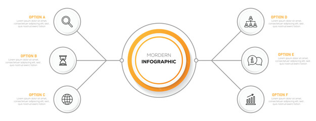 Abstract elements of graph infographic template. Mordern Infographic chart 6 step. Vector Illustration  © GRAPHICMH07