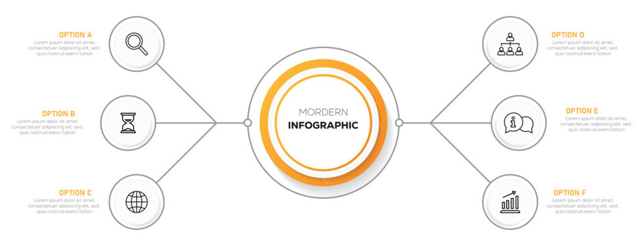 Abstract elements of graph infographic template. Mordern Infographic chart 6 step. Vector Illustration 