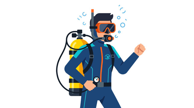 Scuba Diver Character with Oxygen Tank and Snorkel Mask - Ready for Underwater Adventure