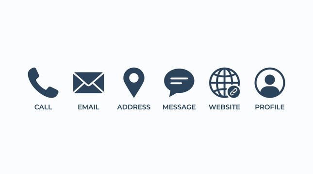 Communication icons on white background.
