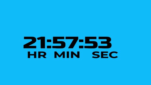 Twenty four Hours countdown timer animation in 60 sec , 24-hours animation vedio with alpha channel in 4k.