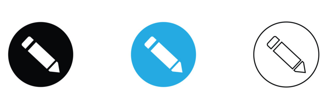 Edit Writing Icon Set &ndash; Edit, Draw and Create Document Symbol in Solid, Colored and Outline Style Vector Illustration.