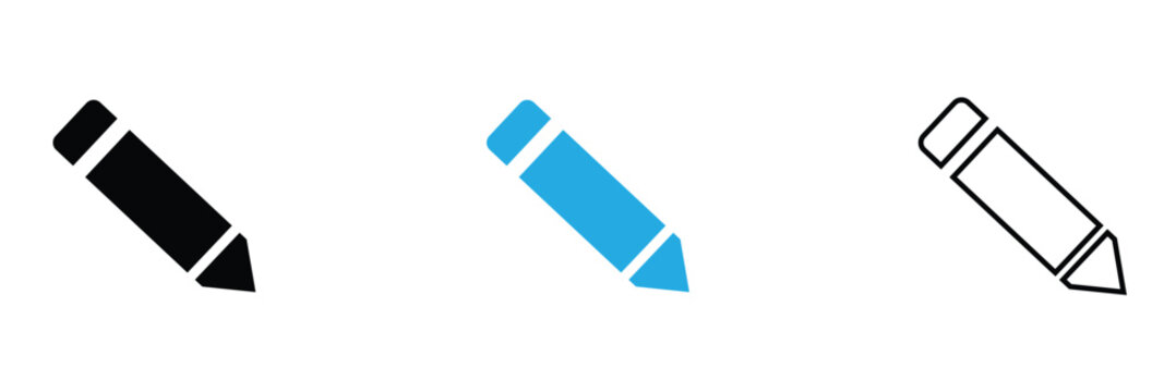 Edit Writing Icon Set &ndash; Edit, Draw and Create Document Symbol in Solid, Colored and Outline Style Vector Illustration.