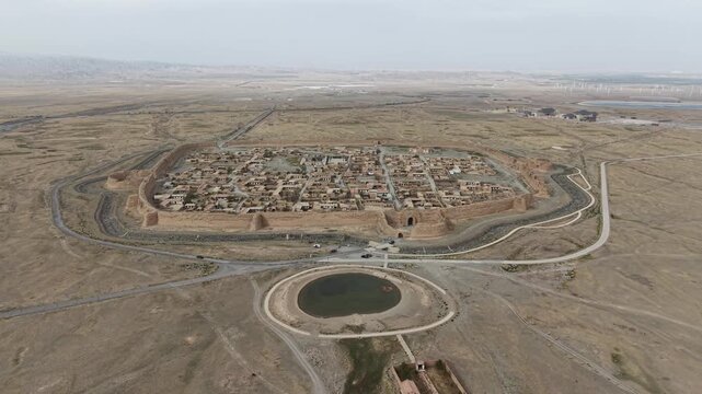 Aerial View of Yongtai Ancient City Fortress in Gansu, China