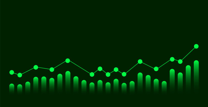 Green Stock Market Graph Background. Financial Growth and Investment Concept. Vector Illustration