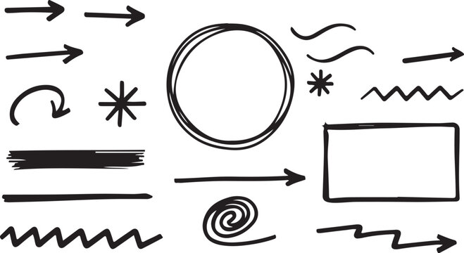 hand drawn ink paint stroke collection scribble brush line underline swirl cross hatch doodle marker accent underscore streak smudge curve