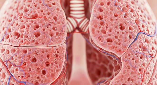 Spongy Bone Structure With Trabecular Network and Blood Vessels Detailed Illustration