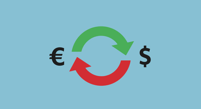 Euro Dollar Exchange Rate Concept, Currency Exchange Arrows