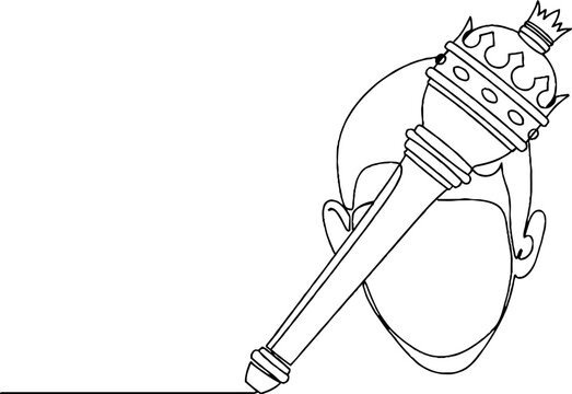 Illustrated Medieval Royal Scepter With Crown Design.