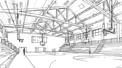 Fototapeta premium Intricate sketch of an industrial interior a warehouse or factory space