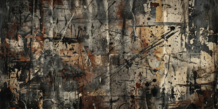 Old Weathered Wood and Rusty Metal Texture Background with Grunge Surface Details