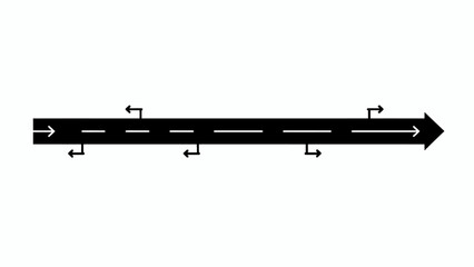 Black road lane markings, directional arrows, highway guide signs, vector road signs © Mosammat