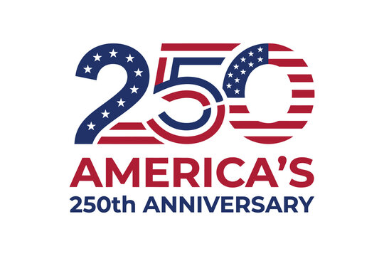 Americas 250th anniversary semiquincentennial logo isolated on white background