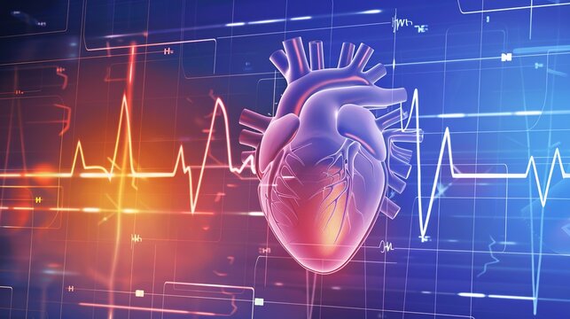 3D medical illustration displaying ventricular fibrillation condition of human heart, chaotic irregular cardiac electrical activity leading to ineffective heart pumping, dangerous fatal arrhythmia 