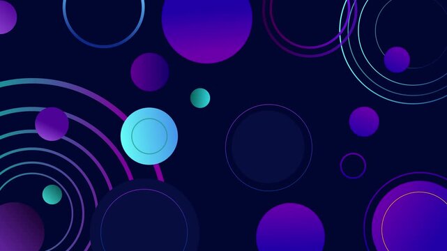 Abstract dark background with overlapping circles and gradients animation