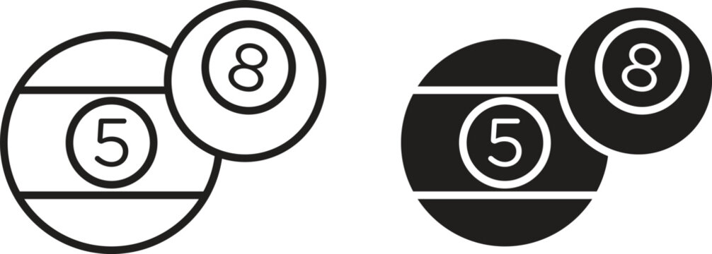Billiard ball icon vector editable. black vectors set