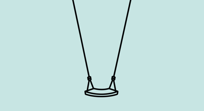 Minimalist swing set illustration on a muted blue background