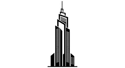Obraz premium Modern Skyscraper Silhouette Black and White Icon Vector