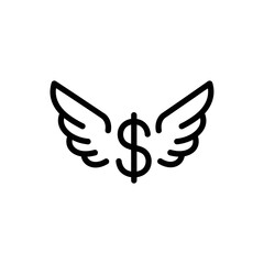 Fototapeta premium Money with Wings Icon: Symbolizing Financial Freedom, Wealth, and Fast Transactions