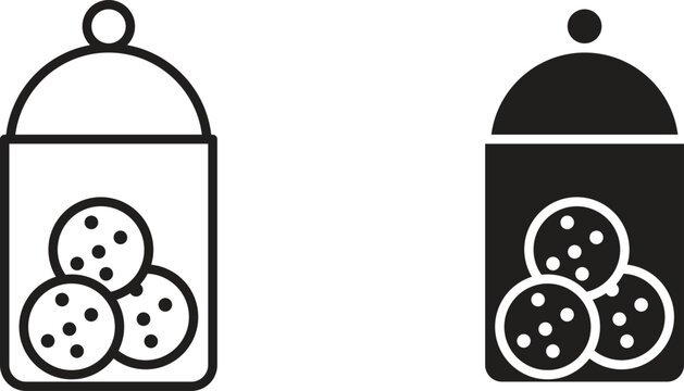 Cookies jar icon vector editable. black vectors set