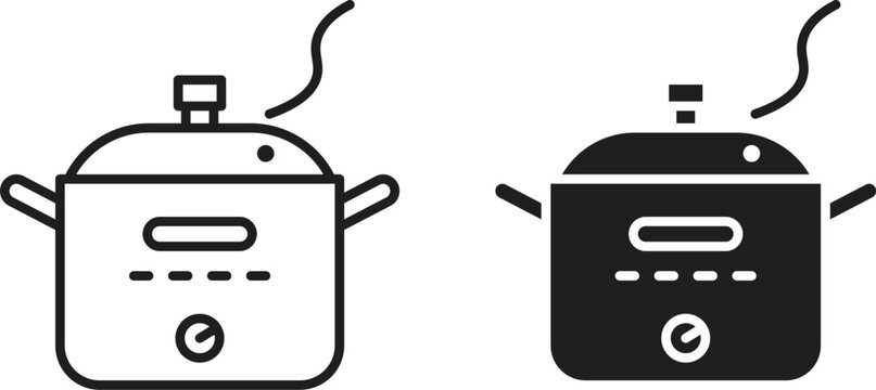 Crock pot icon vector editable. black vectors set