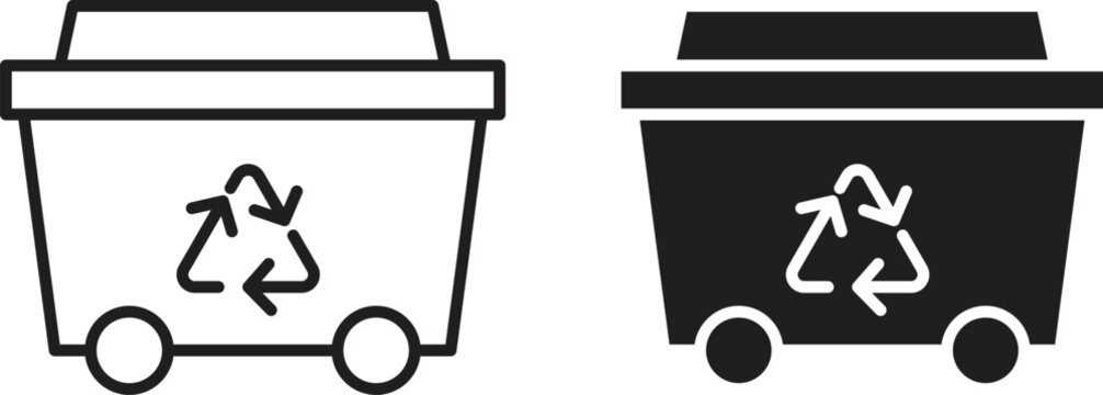 Dumpster icon vector editable. black vectors set
