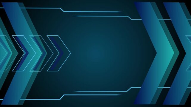 Abstract futuristic arrows and circuit lines gradient background technology concept animation