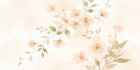 An abstract pink grunge floral background with copy space featuring a beautiful cherry blossom tree branch and spring flower pattern illustration for a nature decoration card © Kaosar