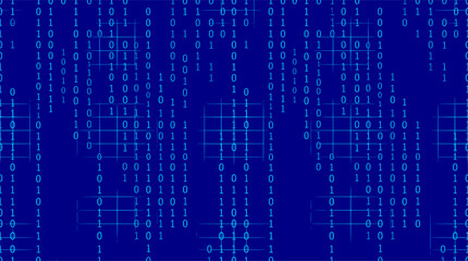 Obraz premium Binary code seamless pattern technology background. Matrix, digital, data, cryptography, programming, cyberspace, internet, security, tech, network