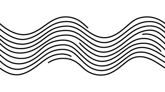 A seamless pattern of multiple parallel black wavy lines undulating across a white background, creating a rhythmic and flowing visual design.