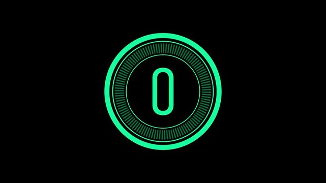 Countdown Timer with the Number 2 Prominently Displayed Inside a Circular Gauge with Segmented Progress Bars in Neon Green on a Black Background