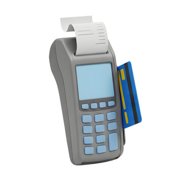 Payment Terminal with Credit Card and Receipt