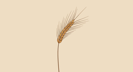 Obraz premium Single Wheat Ear Against a Soft Beige Background