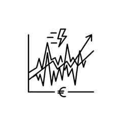 Obraz premium Stock Market Volatility: Euro Graph with Lightning Bolt Icon