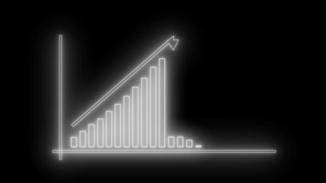 Neon-style business graph chart increasing bar graph animation