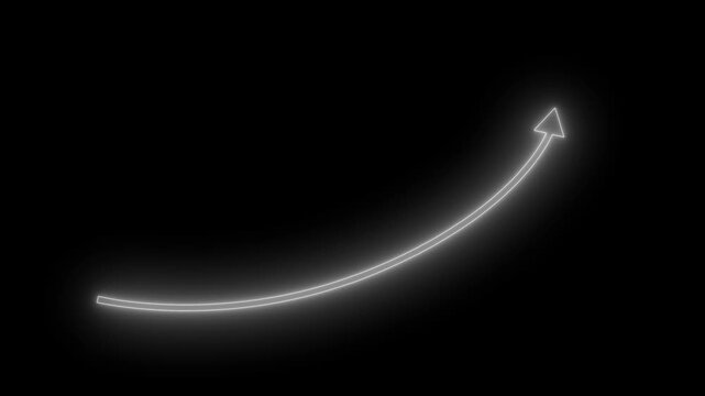 Glowing curved arrow pointing upward animation
