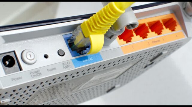 Detail of the rear ports of the advanced Wi-Fi router, showcasing technological innovation for a faster and more stable connection.