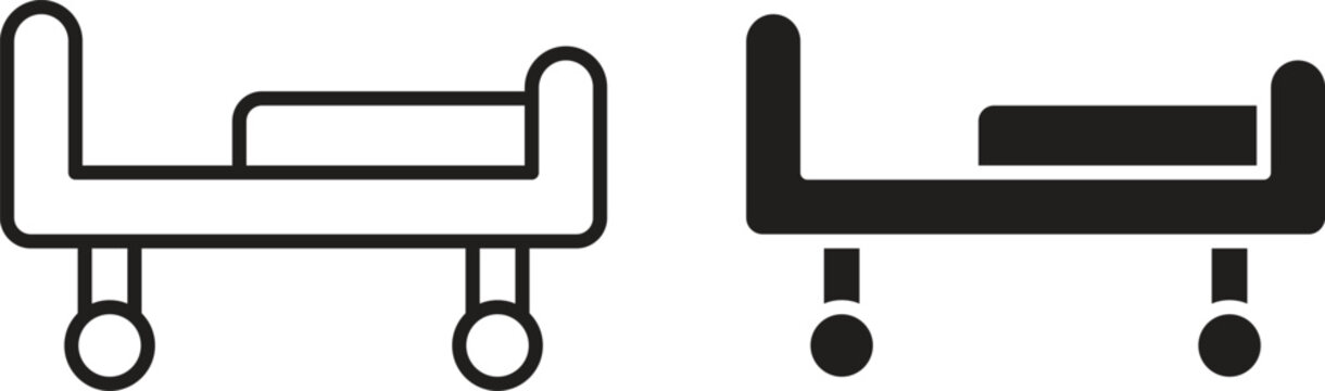 Hospital bed icon vector editable. black vectors set