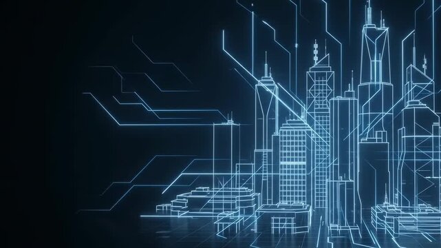 Abstract digital financial chart visualization on dark background with glowing lines