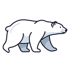 Fototapeta premium Stylized Polar Bear Walking, Arctic Animal Illustration