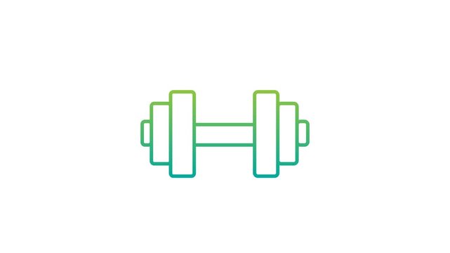 This icon animation depicts a dumbbell or hand barbell which is usually used for weightlifting or fitness.