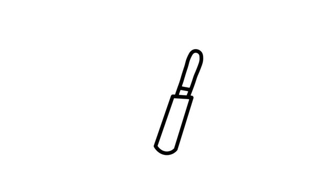 This icon animation depicts cricket equipment, consisting of a cricket bat positioned at an angle and a circular cricket ball at the bottom right.
